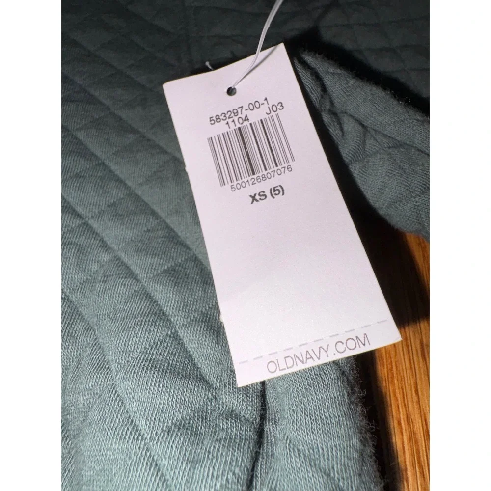 Old Navy Kids XS 5 Quilted Mock Neck Snap Pullover Jacket Dark Green 583297-00-1